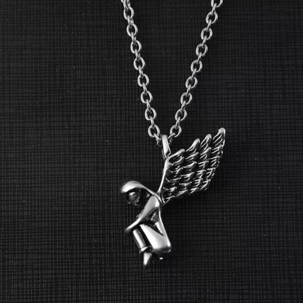 Korean sublimation angel wing necklace.